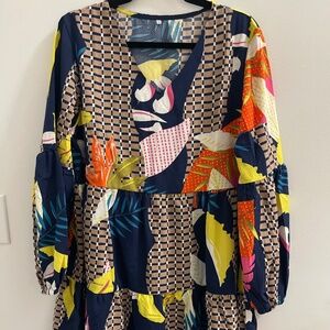 Patchwork Style Flowy Mini Dress